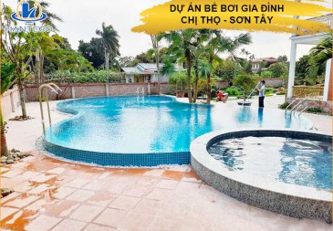 Thiết kế bể bơi kết hợp sân vườn cho gia đình chị Thọ Sơn Tây